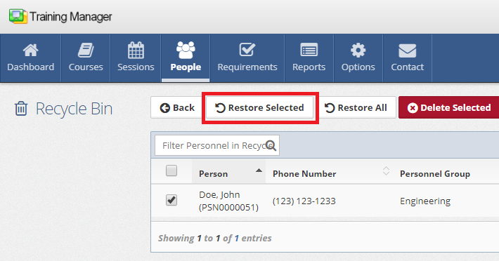 Restore Selected Person